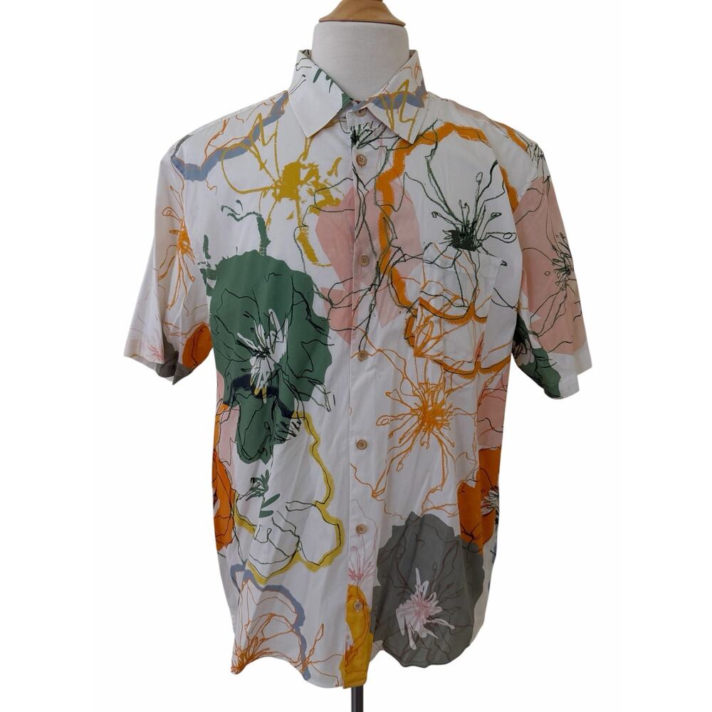 Ted Baker London Men Multicolor Floral Button Front Short Sleeve Shirt Size 7 - Picture 6 of 9